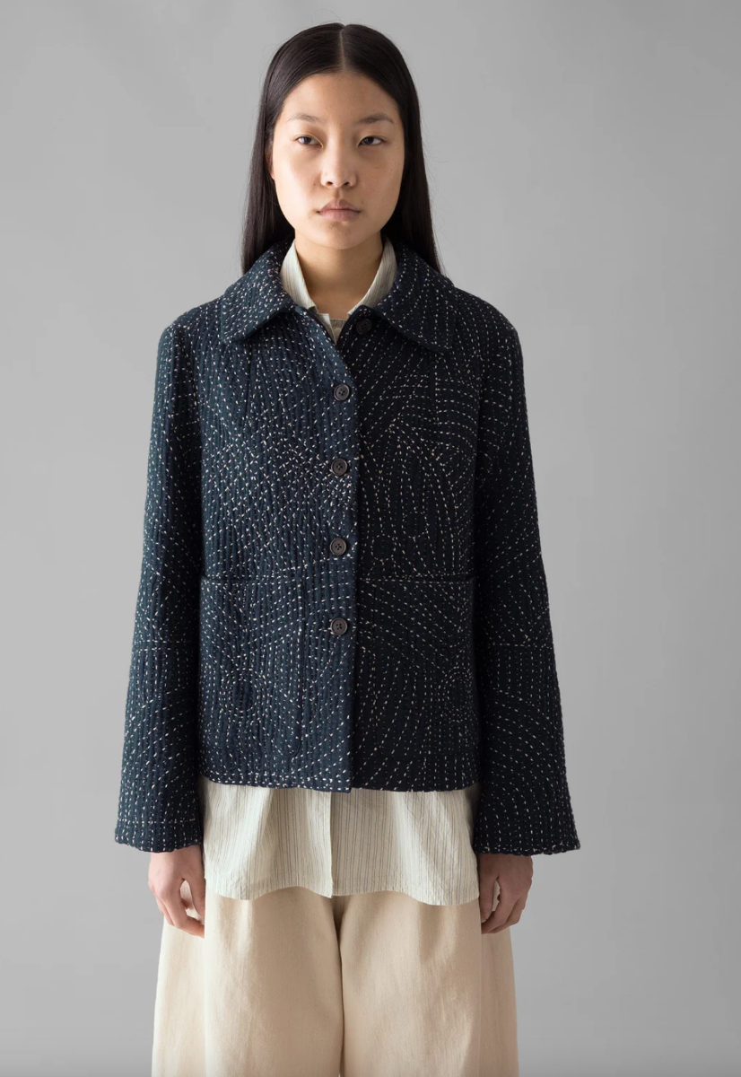 TOAST Hand Embroidered Kantha Jacket Indigo