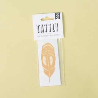 Tattly Temporary Tattoos Quail Feather Gold by Jen Mussari 