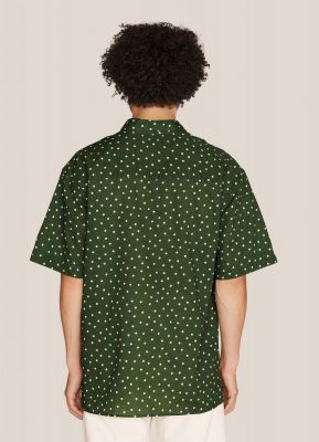YMC Mitchum Cotton Dot Print Seersucker Shirt Green
