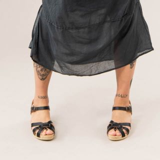 Bosabo Flexi Wooden Sole - Medium Heeled Sandals Noir