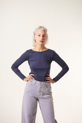 Kitchener Items - Gyda Rib Long Sleeve Top - Deep Teal