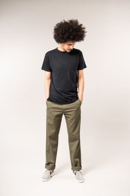 Kitchener Items - Linus Leftright Stripe T-shirt Black & Antra