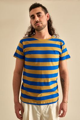 Kitchener Items - Marlon SS Blockstripe T-Shirt Bronze Mist & Limoges