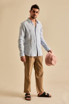 Kitchener Items - Camicia Uomo Shirt Azzuro & Misto Lino