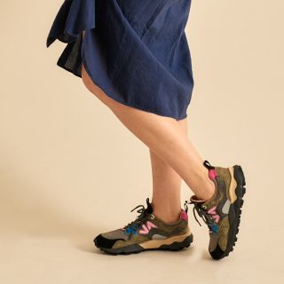 Flower Mountain - YAMANO 3 WOMAN - Suede and Technical Fabric Sneakers - Black Mud