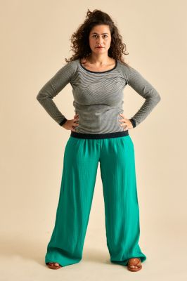 Kitchener Items - Anja Boastripe Longsleeve Top Petrol & Cream