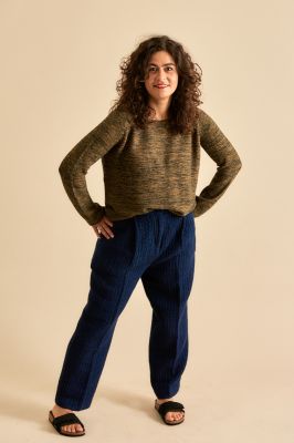 Kitchener Items - Claire Round Neck Wide Pullover Bronze & Dark Forest