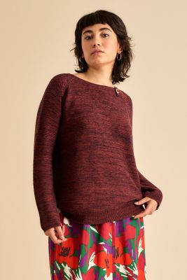 Kitchener Items - Claire Round Neck Wide Pullover Blue & Rust