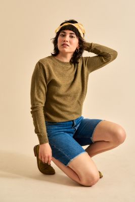 Kitchener Items - Marit Lurex Roundneck Pullover Linden Green & Lurex