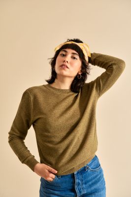 Kitchener Items - Marit Lurex Roundneck Pullover Linden Green & Lurex
