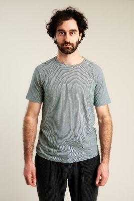 Kitchener Items Cyriel Microstripe T-Shirt - Dark Sea & Turtle Dove