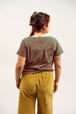 Kitchener Items - Bridget Backseam Slub T-Shirt - Deep Teal & Gold Flame
