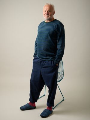 Kitchener Items - Bill Longsleeve Striped Top Blue Graphite