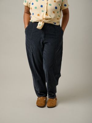 Kitchener Items - Pantaloni Barell Pants Velluto Jet Black