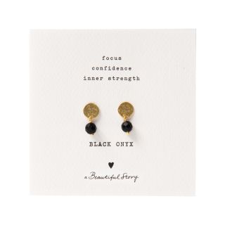 A Beautiful Story - Mini Coin Black Onyx Gold Earrings 