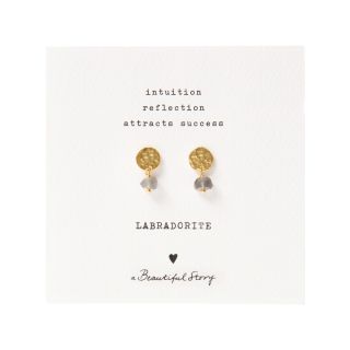 A Beautiful Story - Mini Coin Labradorite Gold Earrings