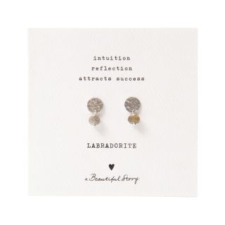 A Beautiful Story - Mini Coin Labradorite Silver Earrings 