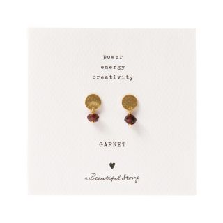 A Beautiful Story - Mini Coin Garnet Gold Earrings