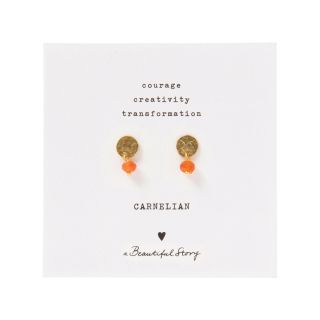A Beautiful Story - Mini Coin Carnelian Gold Earrings 