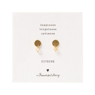 A Beautiful Story - Mini Coin Citrine Gold Earrings 