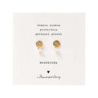 A Beautiful Story - Mini Coin Moonstone Gold Earrings 