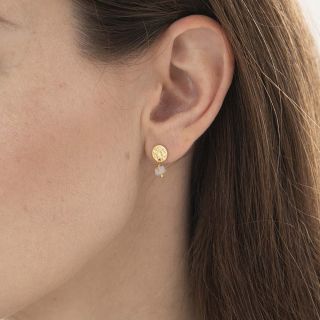 A Beautiful Story - Mini Coin Rose Quartz Gold Earrings 