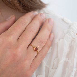 A Beautiful Story -  Faithful Carnelian Gold Plated Ring