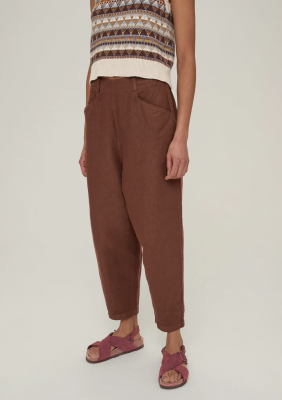 TOAST Alix Cotton Linen Trousers - Brown Ochre