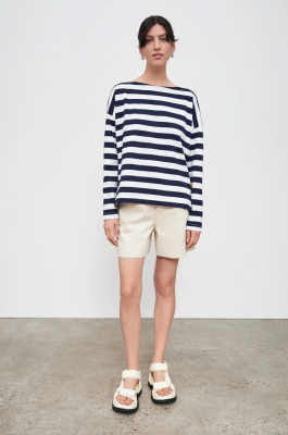 Kowtow - Breton Sweater Navy White Stripe