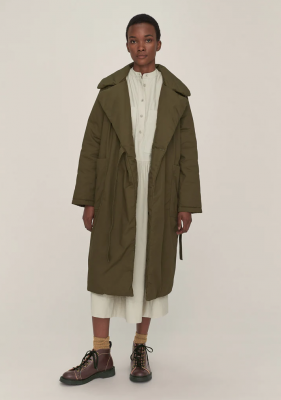 TOAST Quilted Cotton Twill Overcoat - Brown Khaki