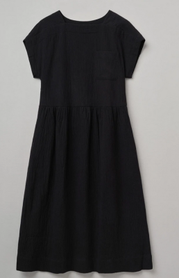 TOAST Square Neck Crinkled Cotton Dress - Black 