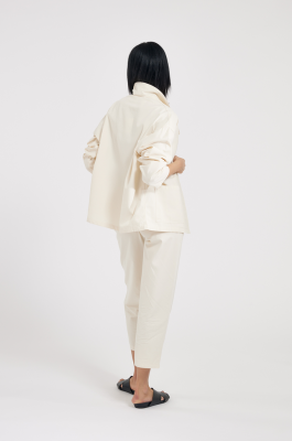 MASKA - Tali Canvas Loose Suprior Cotton Tailored Jacket - Cream White