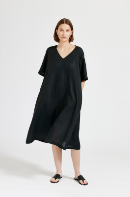 MASKA - Aley Relaxed Linen Long Dress - Black
