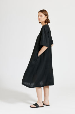 MASKA - Aley Relaxed Linen Long Dress - Black