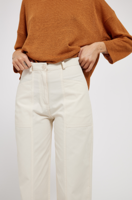 MASKA - Alia Barrel Leg Superior Cotton Trousers - Cream White