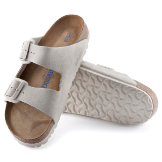 Birkenstock Arizona Soft Footbed Suede Leather Antique White - Womens