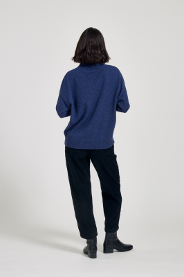 MASKA - Olga Lambswool Loose Fitted Turtleneck Sweater - Ink Blue