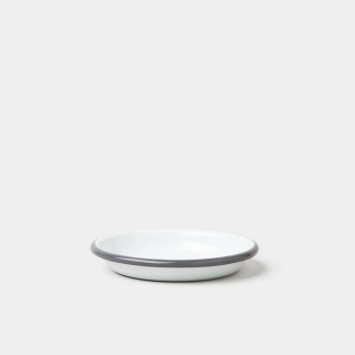 Falcon Enamelware 10cm Sauce Dish - White with Pigeon Grey Rim