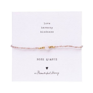 A Beautiful Story - Iris Card Rose Quartz Gold Colored Bracelet 