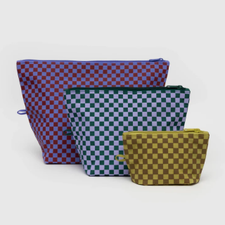 Baggu Go Pouch Set - Jewel Checks