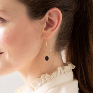 A Beautiful Story - Graceful Garnet Gold Plated Earrings