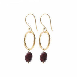 A Beautiful Story - Graceful Garnet Gold Plated Earrings