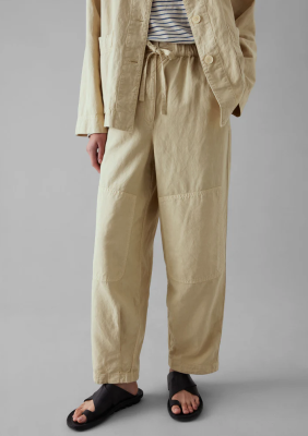 TOAST Garment Dyed Cotton Linen Canvas Trousers - Fallow