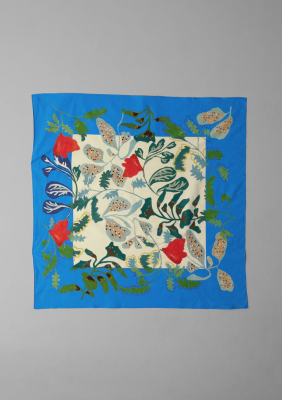 TOAST Large Foliage Print Bandana - Putty/Cornflower