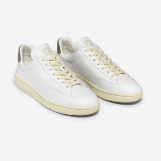VEJA V-12 Stitch Leather White Kaki - Womens