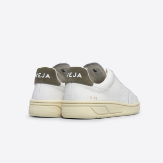VEJA V-12 Stitch Leather White Kaki - Womens