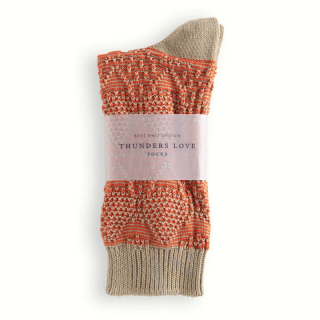 Thunders Love - LINK COLLECTION Criss-Crossed Beige & Orange Socks 