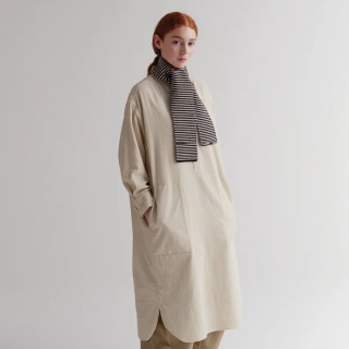 Jo Gordon - Small Thin Stripe Garter Stitch Scarf Black & Nightsky