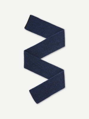Jo Gordon - Small Thin Stripe Garter Stitch Scarf Black & Nightsky