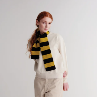 Jo Gordon - Small Bold Stripe Garter Stitch Scarf Black & Turmeric